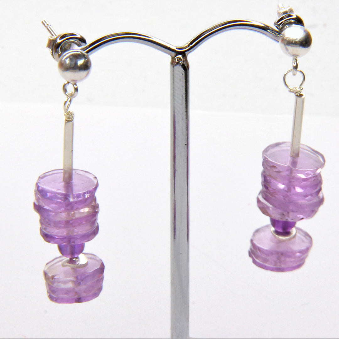 Amethyst-Ohrhänger – echte Facettierte Edelsteinscheiben & 925er Silber