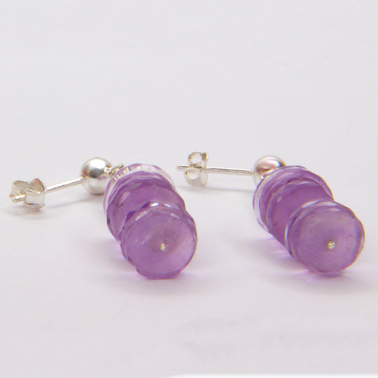 Amethyst-Ohrhänger – echte Facettierte Edelsteinscheiben & 925er Silber