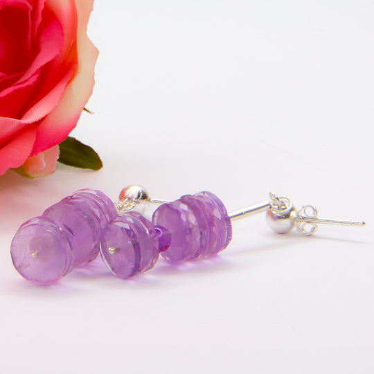 Amethyst-Ohrhänger – echte Facettierte Edelsteinscheiben & 925er Silber