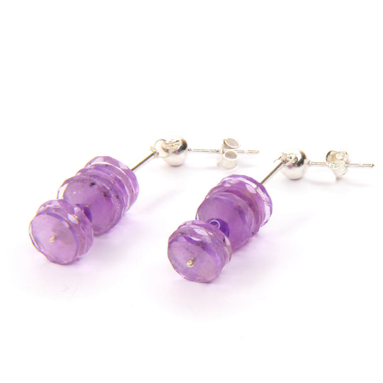 Amethyst-Ohrhänger – echte Facettierte Edelsteinscheiben & 925er Silber