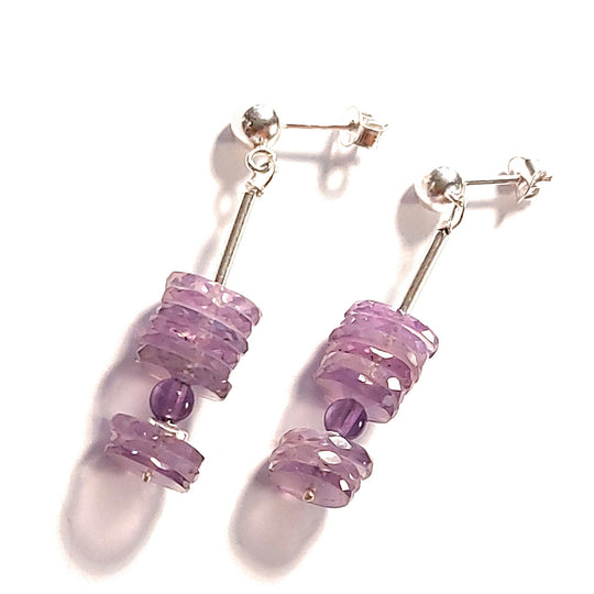 Amethyst-Ohrhänger – echte Facettierte Edelsteinscheiben & 925er Silber