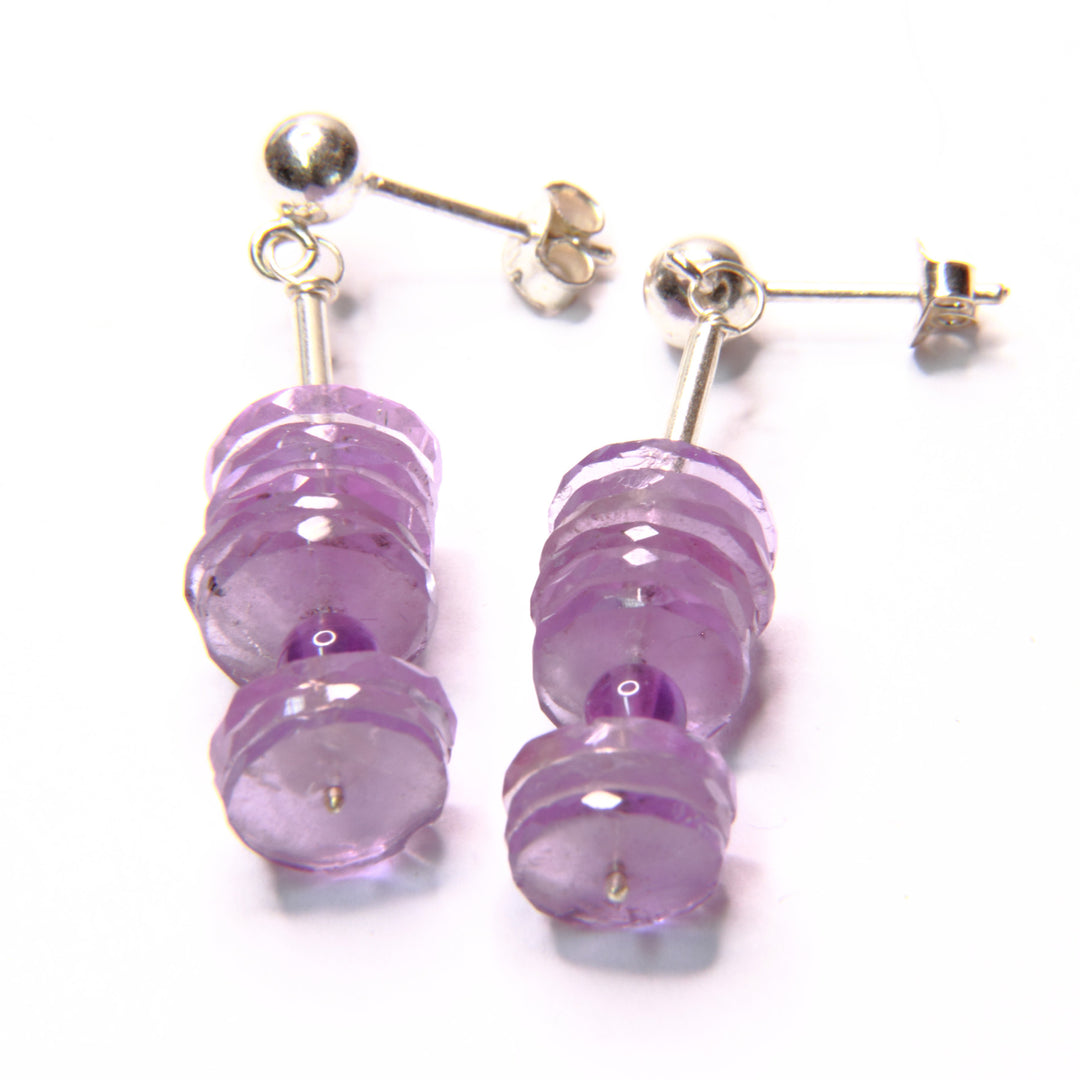 Amethyst-Ohrhänger – echte Facettierte Edelsteinscheiben & 925er Silber