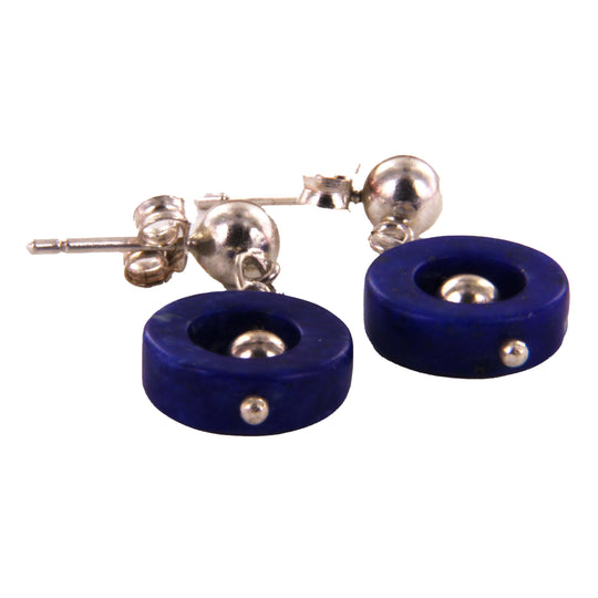 Ausdrucksstarker Lapis Lazuli-Ohrhänger, O-Ring mit Silber