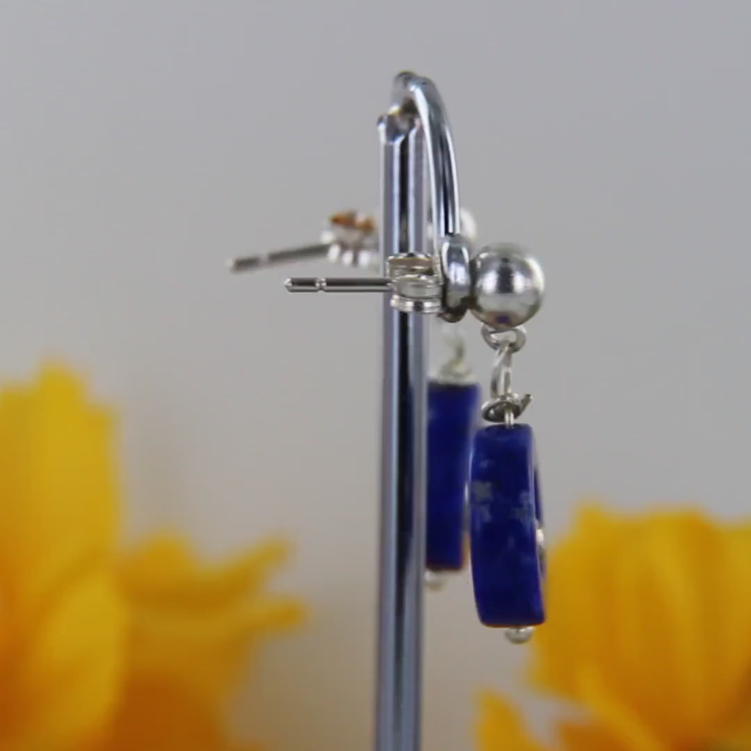 Ausdrucksstarker Lapis Lazuli-Ohrhänger, O-Ring mit Silber