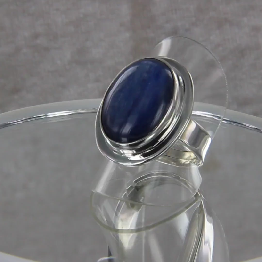 Blauer Kyanit Disthen Ring 925er Silber verstellbar Gr. 54 - 66