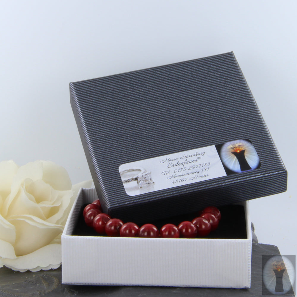 Rotes Bambuskorallen-Armband mit elastischem Band 10 mm Kugel