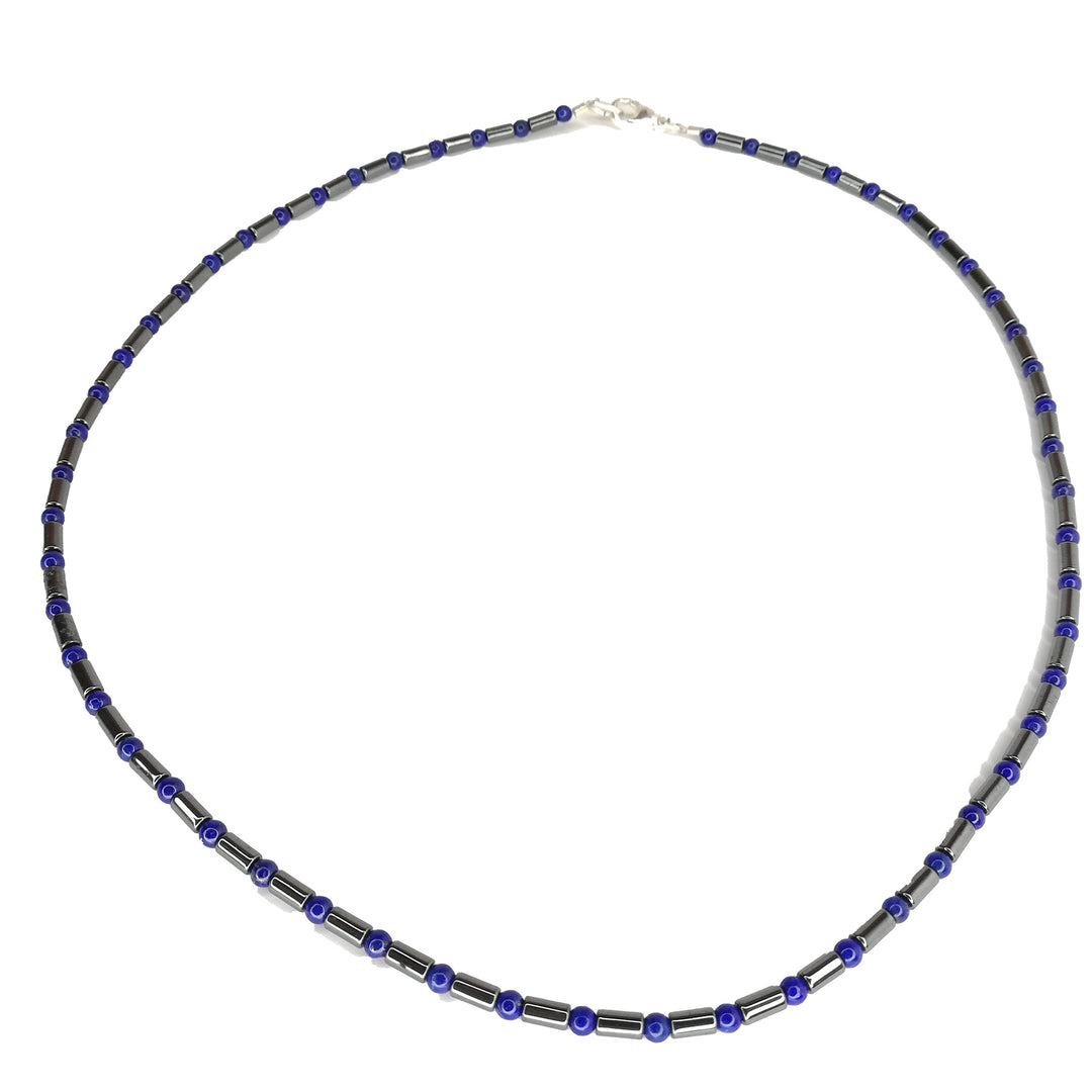 Hämatit Lapis-Lazuli Kette 925er Sterling Silber