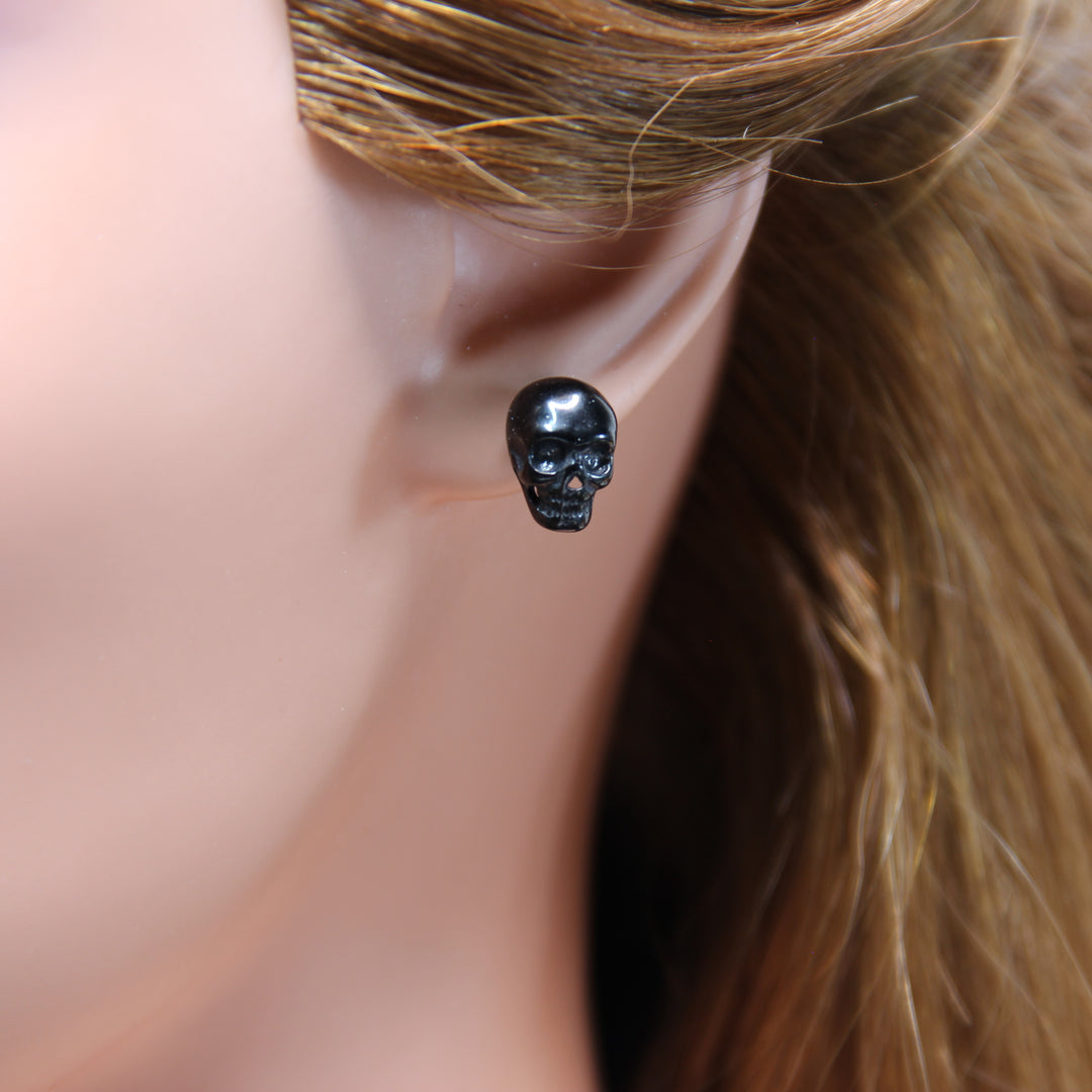 Edelstahl Totenkopf Ohrringe schwarz