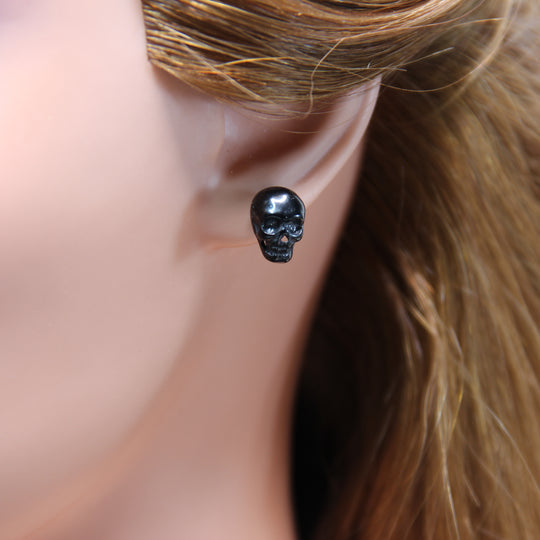 Edelstahl Totenkopf Ohrringe schwarz