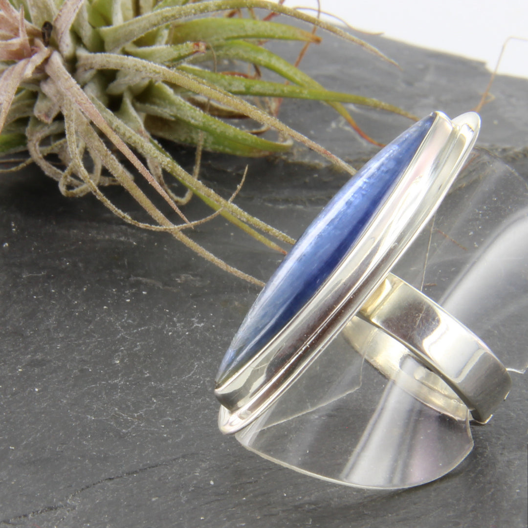 Kyanit-Ring, Disthen-Ring, Silber verstellbar Spitzoval