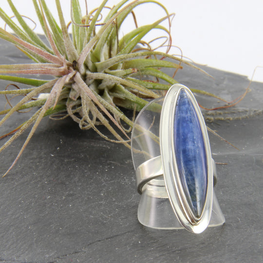 Kyanit-Ring, Disthen-Ring, Silber verstellbar Spitzoval