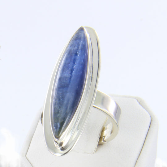 Kyanit-Ring, Disthen-Ring, Silber verstellbar Spitzoval