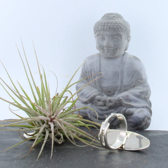 Kyanit-Ring, Disthen-Ring, Silber verstellbar Spitzoval