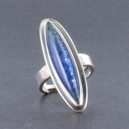 Kyanit-Ring, Disthen-Ring, Silber verstellbar Spitzoval