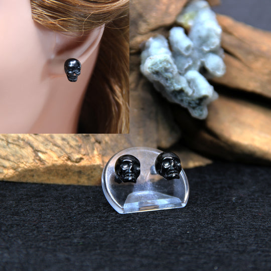 Edelstahl Totenkopf Ohrringe schwarz