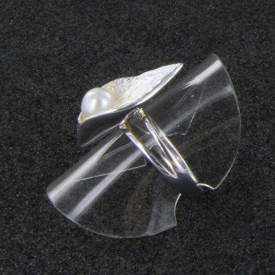 Perlenring Blattform in 925er Silber