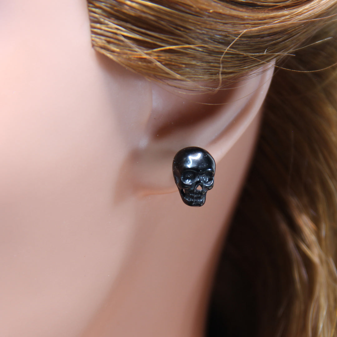 Edelstahl Totenkopf Ohrringe schwarz