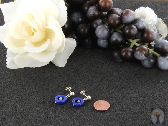 Ausdrucksstarker Lapis Lazuli-Ohrhänger, O-Ring mit Silber