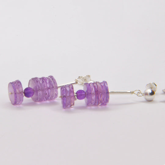 Amethyst-Ohrhänger – echte Facettierte Edelsteinscheiben & 925er Silber