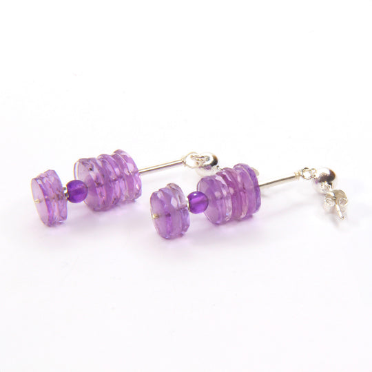Amethyst-Ohrhänger – echte Facettierte Edelsteinscheiben & 925er Silber