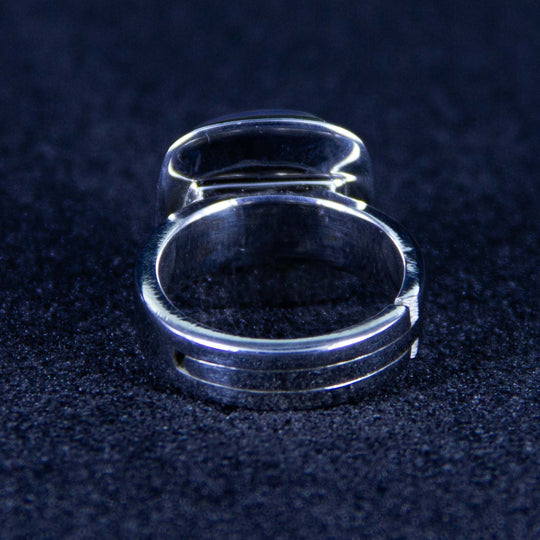 Chalzedon-Ring quadratisch,  silberne verstellbare Ringschiene