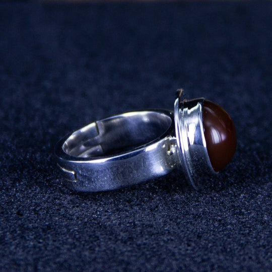 Dunkler Karneol-Ring, Silberne verstellbare Ringschiene Gr. 54-66
