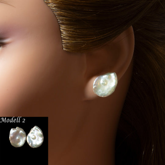 Weiße Barocke Keshi-Perlen-Ohrstecker: Natürliche Eleganz in 925er Sterlingsilber