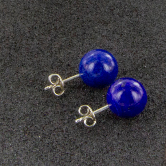 blaue Ohrstecker, Lapis Lazuli Ohrstecker Kugel Silber Stecker