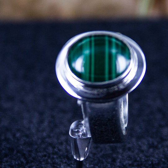 Grüner Malachit-Silberring, verstellbare Ringgröße 55 - 66
