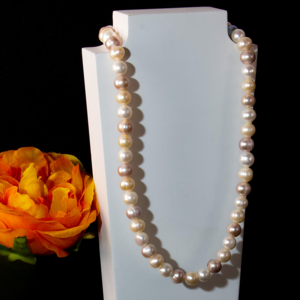 Feine Echte Perlenkette, Natürliche Schönheit in Weiß, Rosa und Lachsfarben