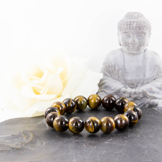 Gelbbraunes Tigeraugen-Armband, elastisches Band