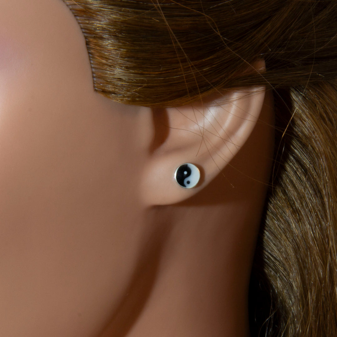 Kleine Yin Yang-Ohrstecker, Zen-Schmuck
