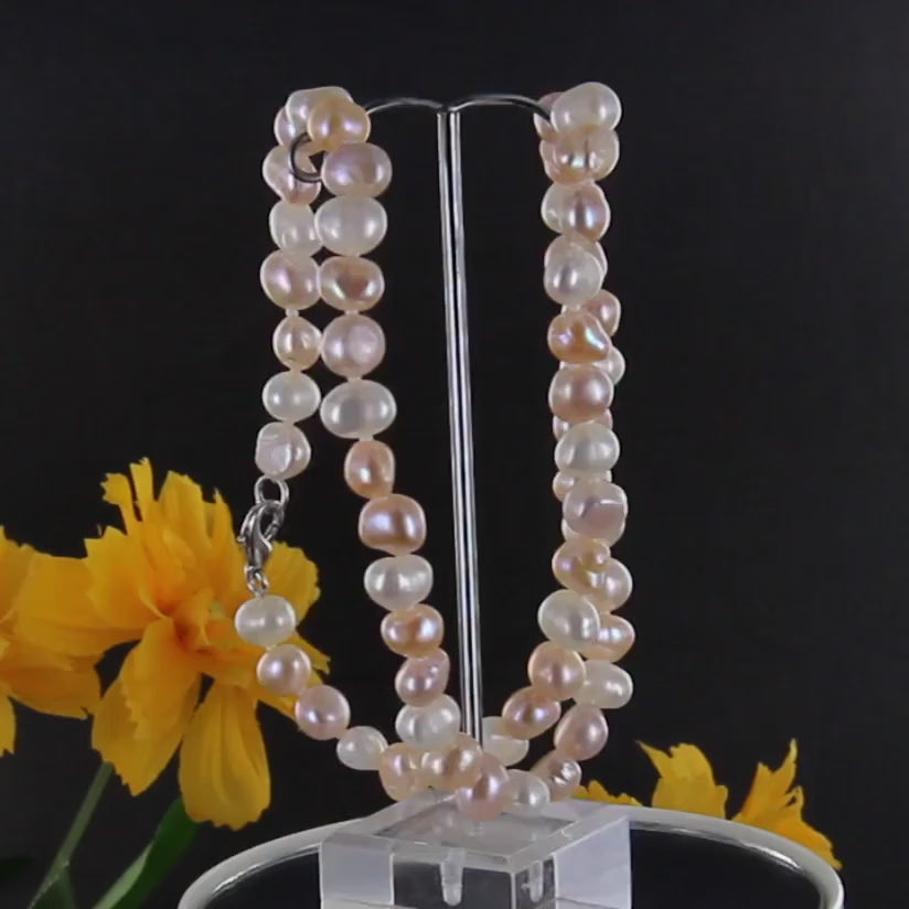 Feine Echte Perlenkette, Natürliche Schönheit in Weiß, Rosa und Lachsfarben