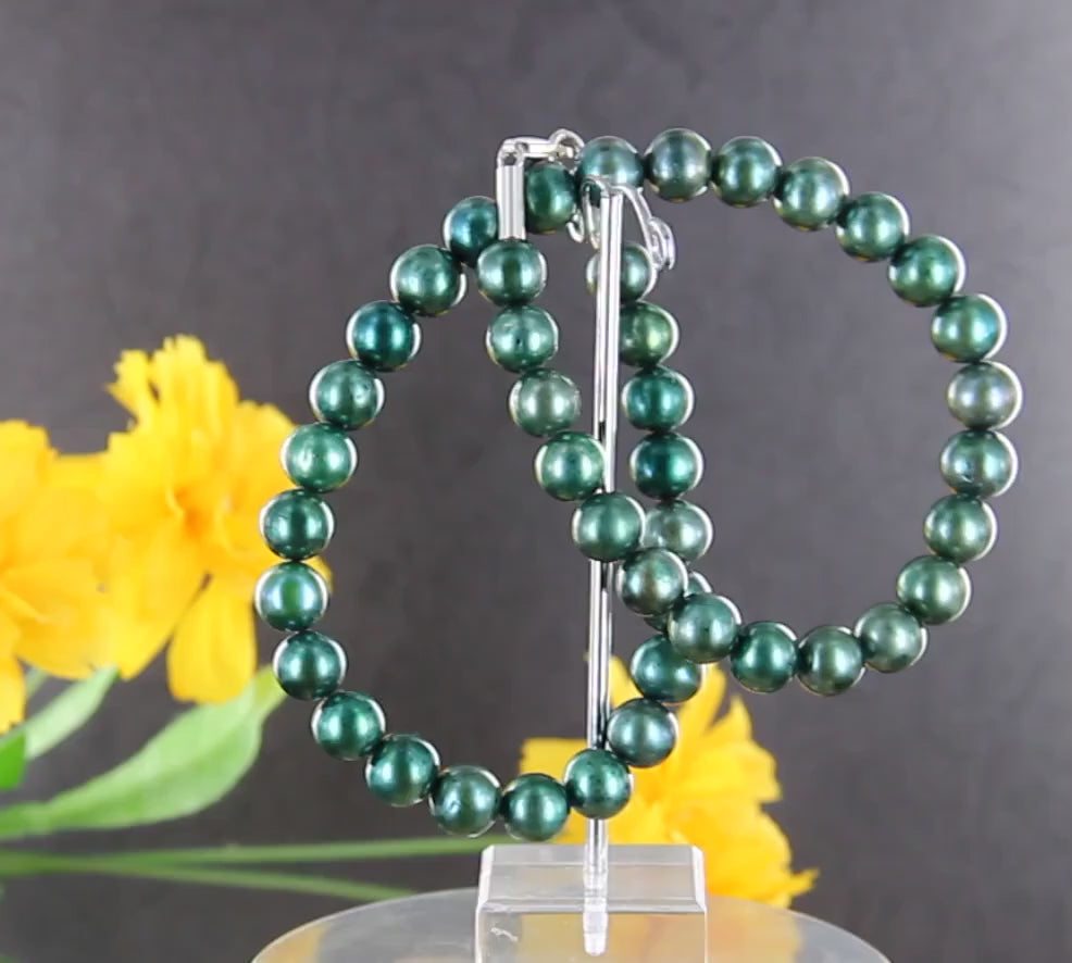 Perlenkette in Grün mit Silber-Karabiner Zeitlos elegant für jeden Anlass