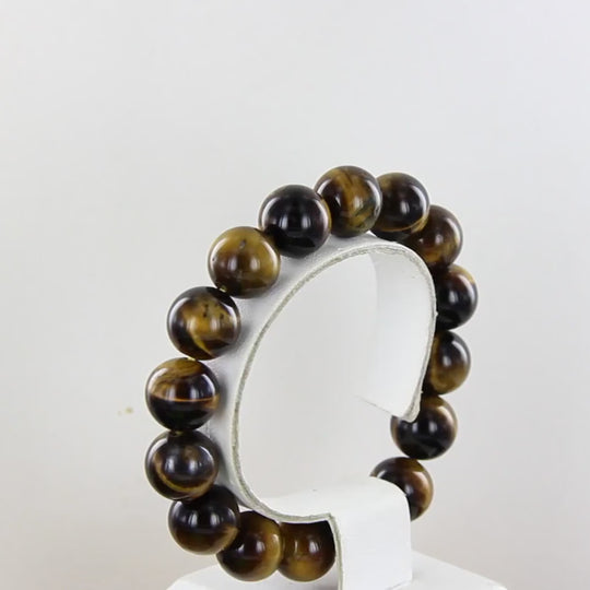 Gelbbraunes Tigeraugen-Armband, elastisches Band