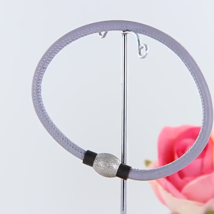 Nappalederarmband Lila mit 3 Wechselelementen und Magnetverschluss