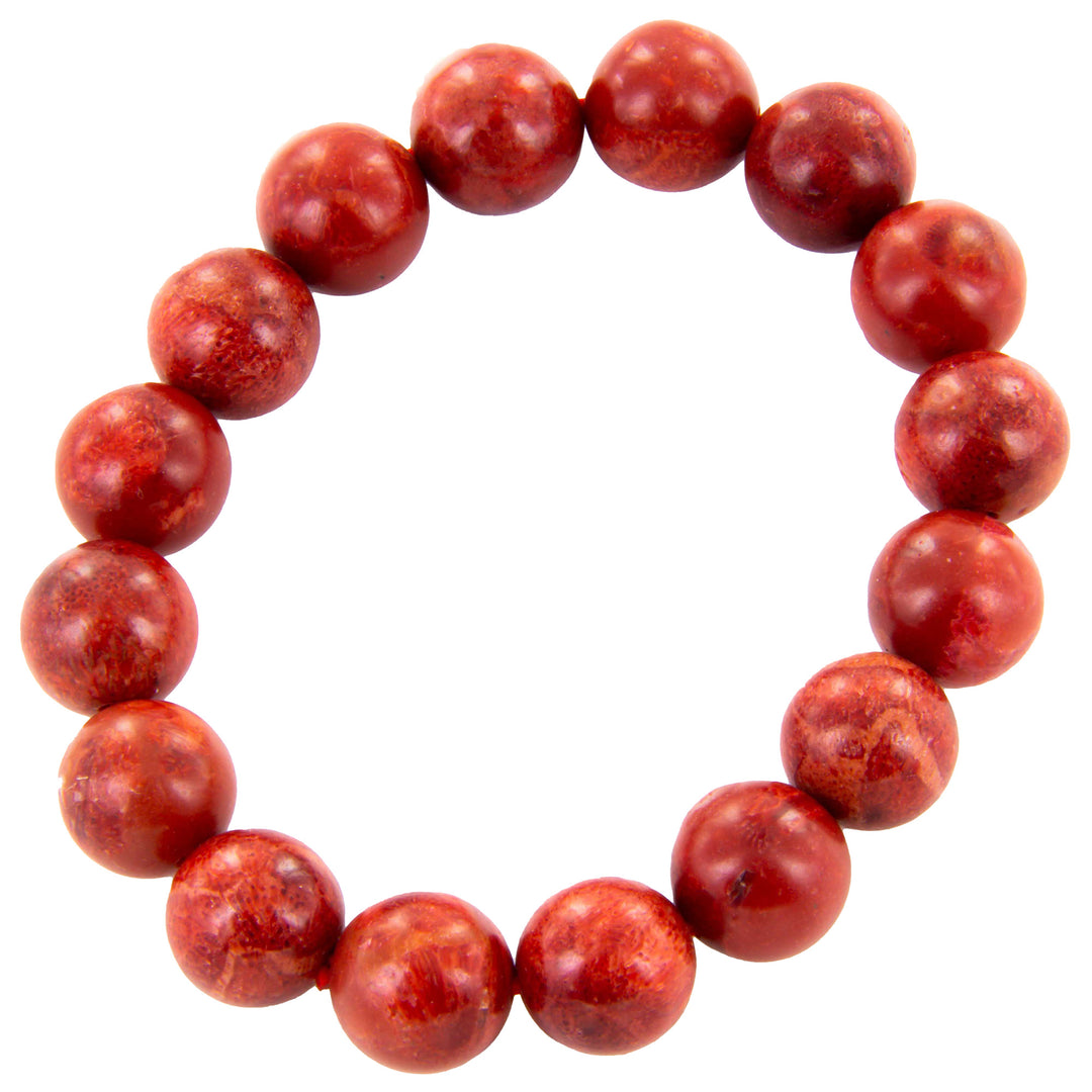 Rotes Schaumkorallen-Armband - Kugel 12 mm