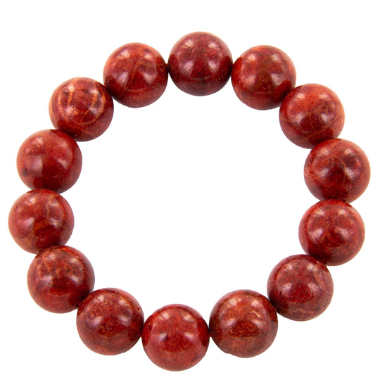 Rotes Schaumkorallen-Armband - Kugel 14 mm