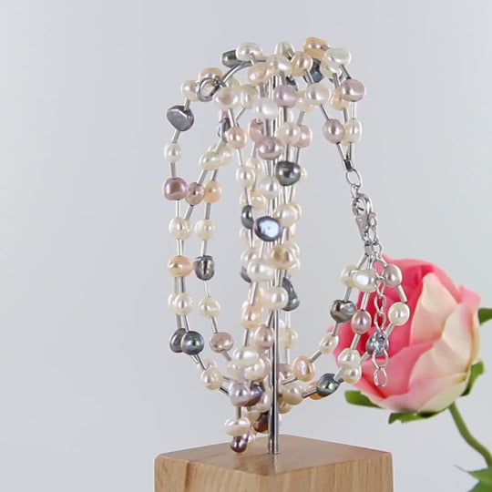 dreireihige Perlenkette SW10049-V