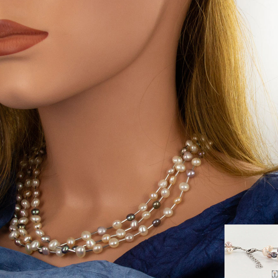 dreireihige Perlenkette SW10049-2