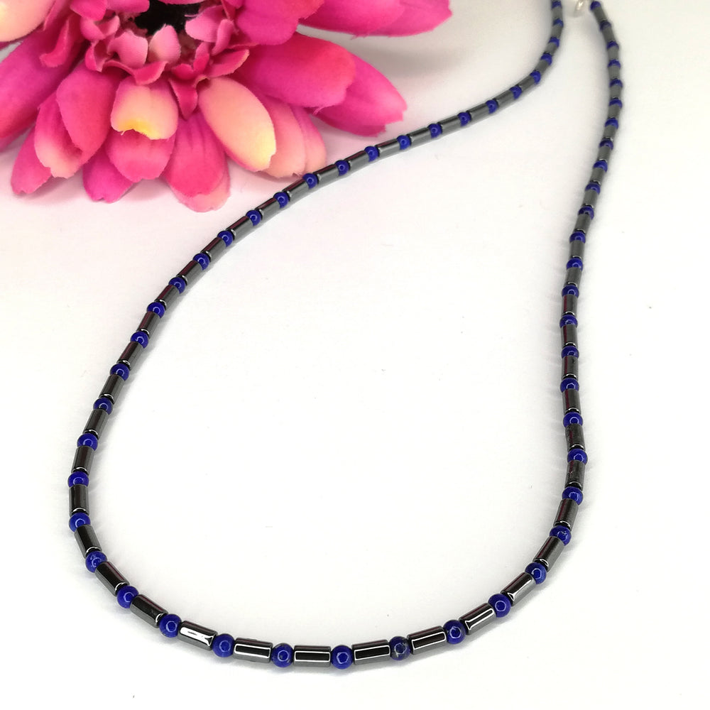 Hämatit Lapis-Lazuli Kette 925er Sterling Silber
