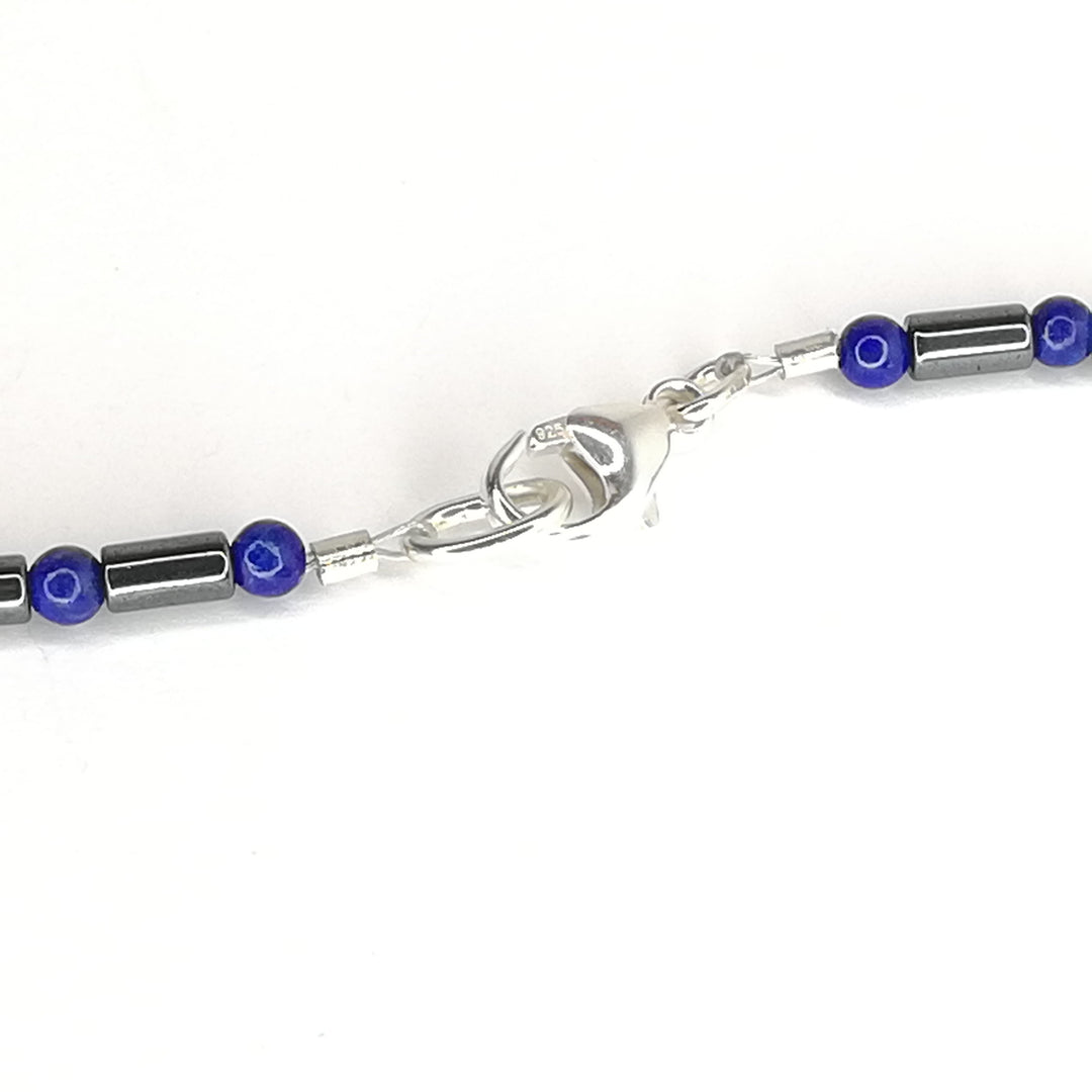 Hämatit Lapis-Lazuli Kette 925er Sterling Silber