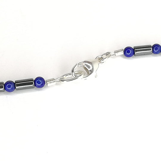 Hämatit Lapis-Lazuli Kette 925er Sterling Silber