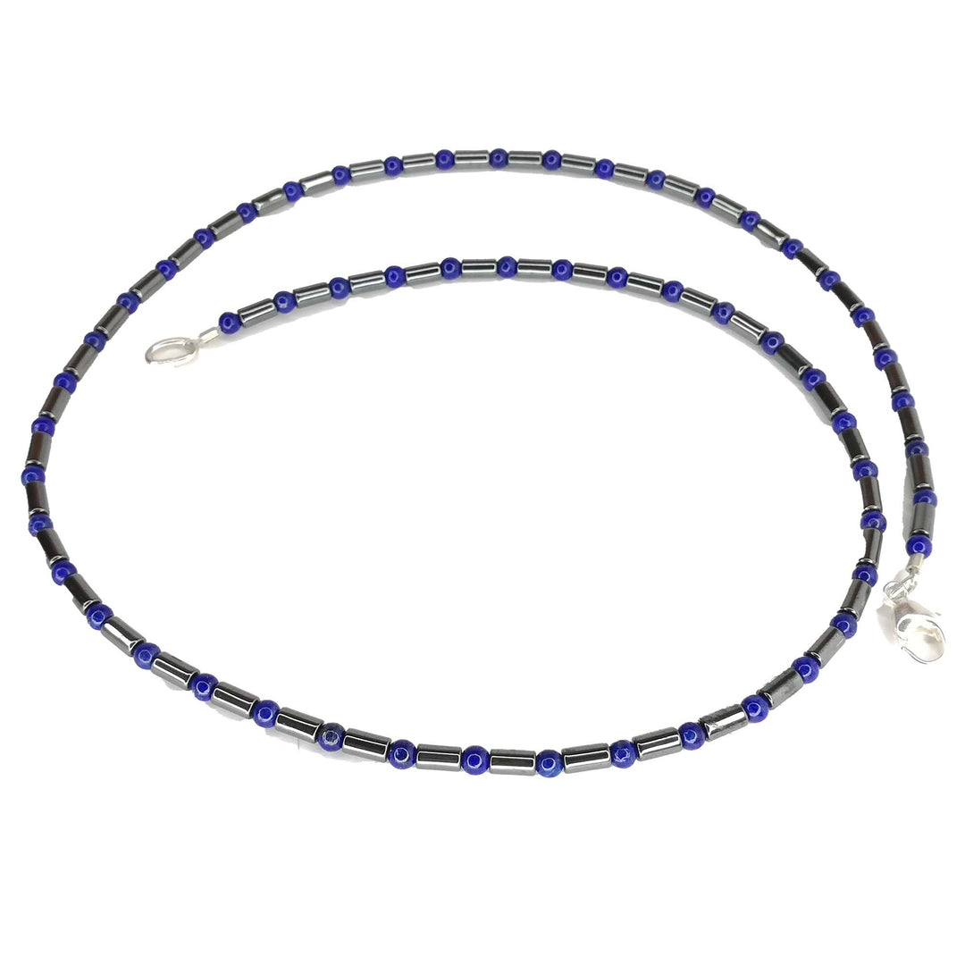 Hämatit Lapis-Lazuli Kette 925er Sterling Silber