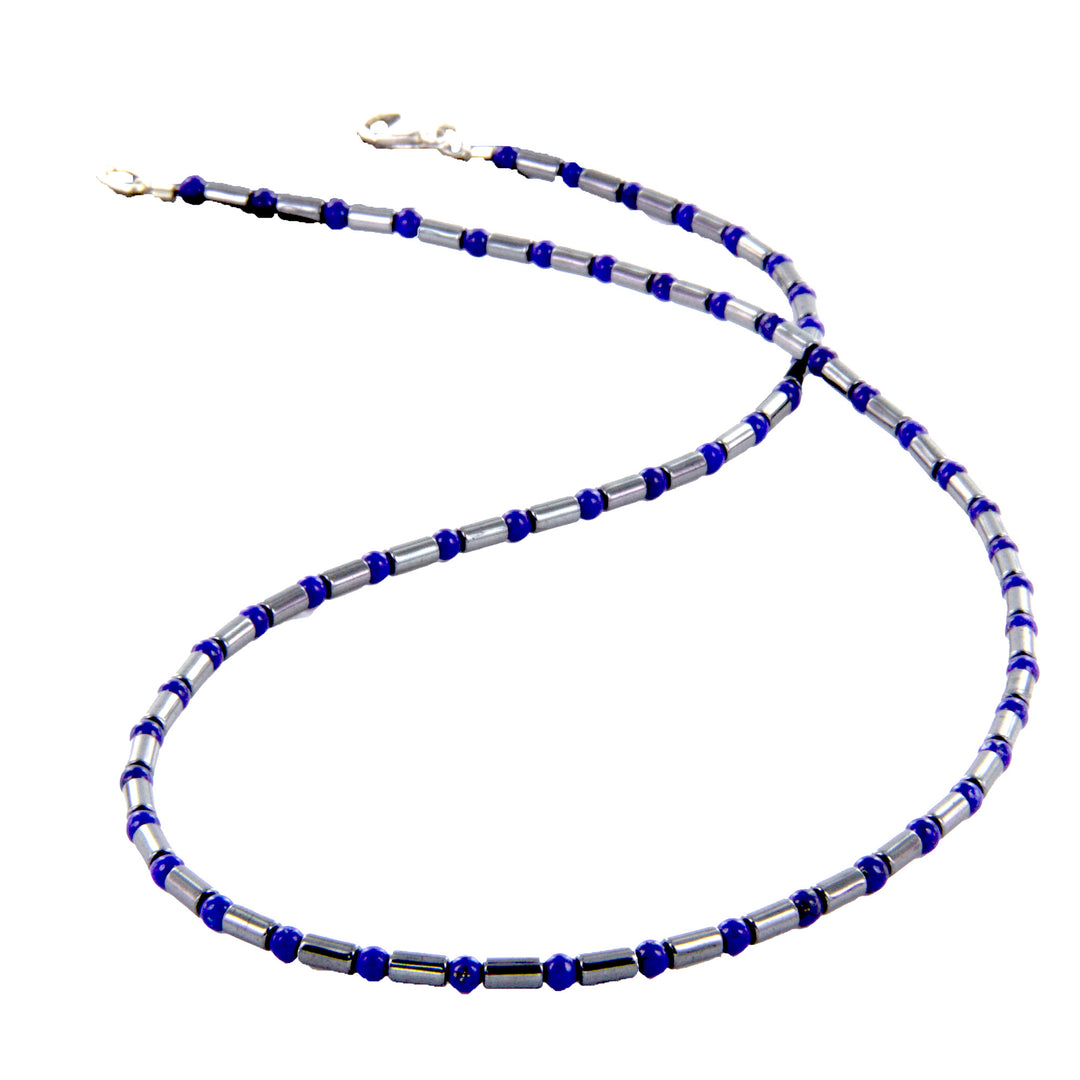 Hämatit Lapis-Lazuli Kette 925er Sterling Silber