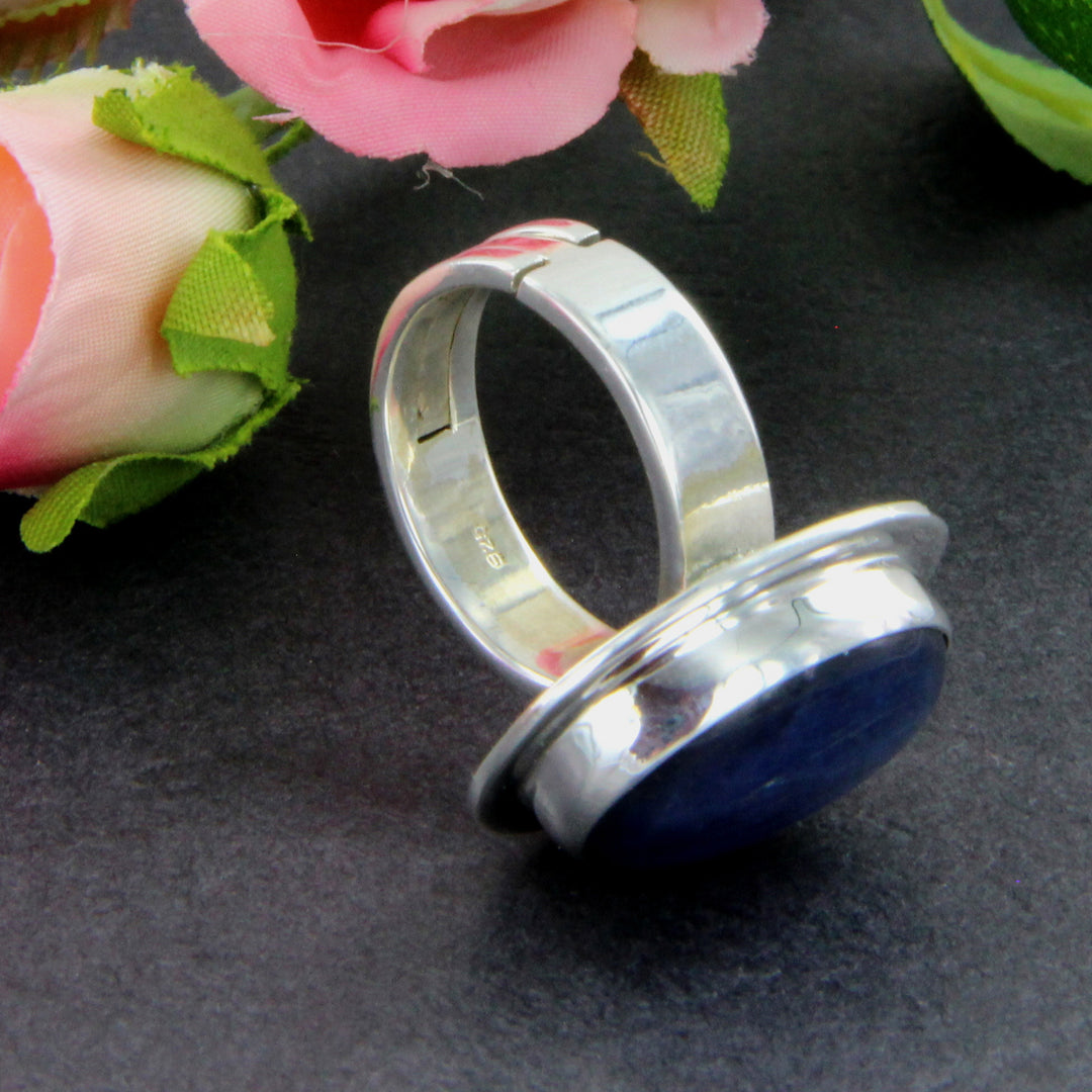 blauer Kyanit Disthen Ring 925er Silber verstellbar Gr. 54 - 66