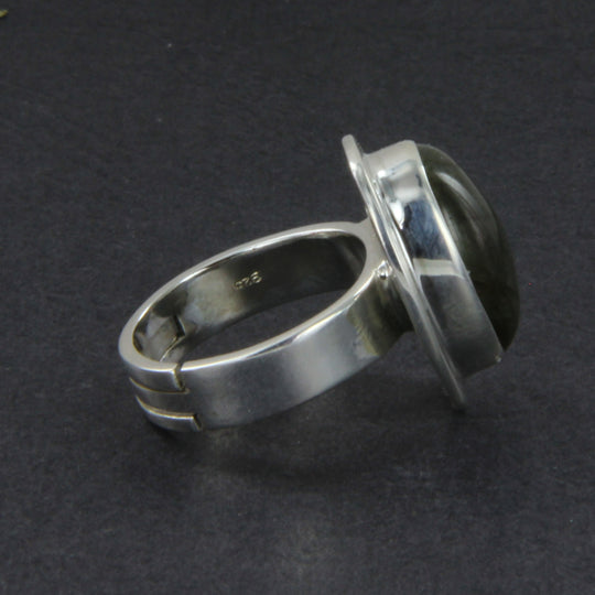 Labradorit-Ring oval, Silberringschiene verstellbar Gr. 54 -66