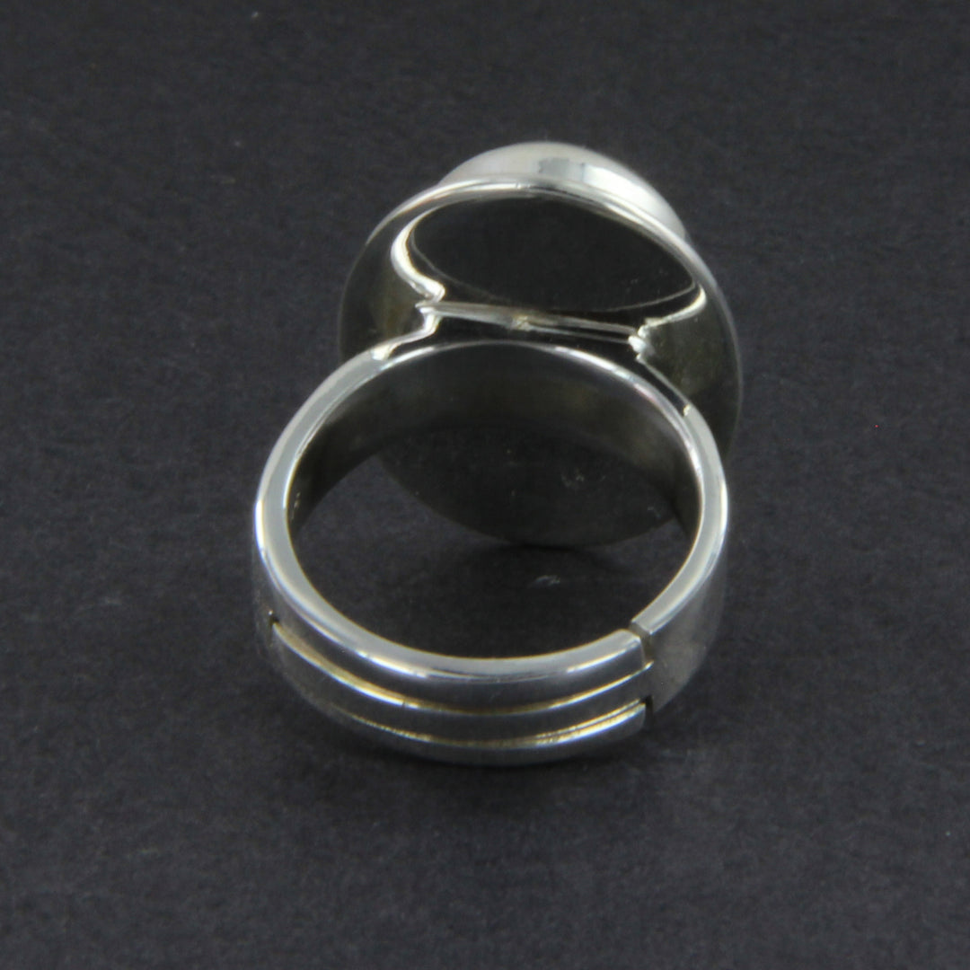 Labradorit-Ring oval, Silberringschiene verstellbar Gr. 54 -66