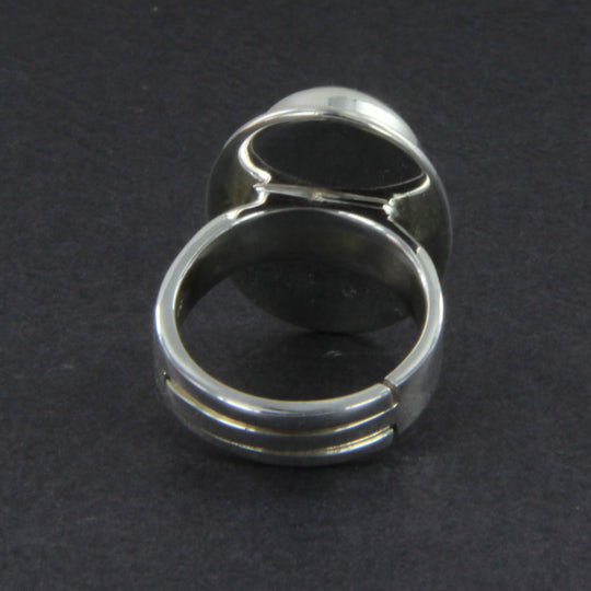 Labradorit-Ring oval, Silberringschiene verstellbar Gr. 54 -66