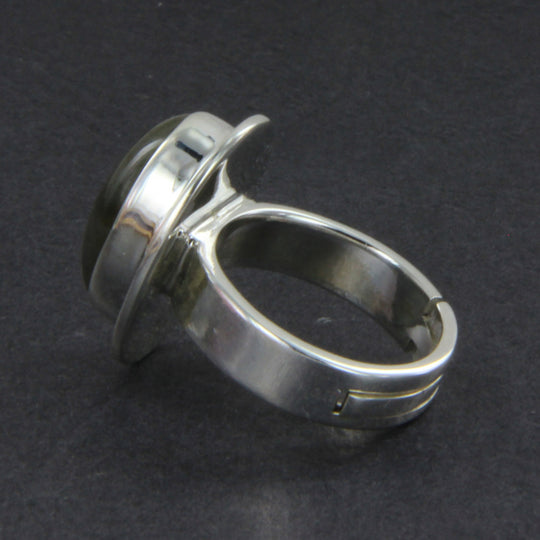 Labradorit-Ring oval, Silberringschiene verstellbar Gr. 54 -66